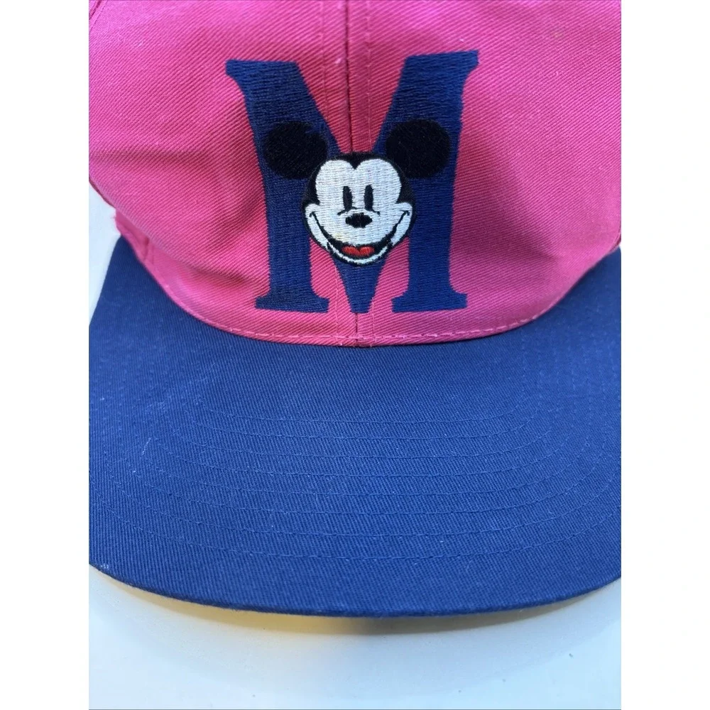 Vintage 90s Mickey Mouse Disney Pink Blue Snapback Hat Cap Adult